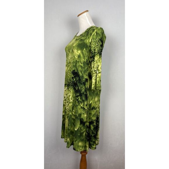 Samantha Sung Floral Midi Dress Size 8 Green Abstract Art to Wear Colorful - Picture 4 of 12
